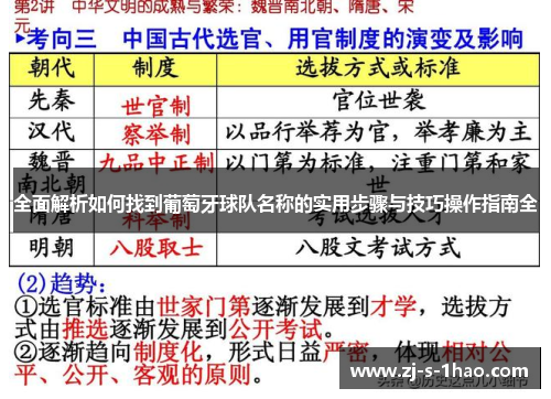 全面解析如何找到葡萄牙球队名称的实用步骤与技巧操作指南全